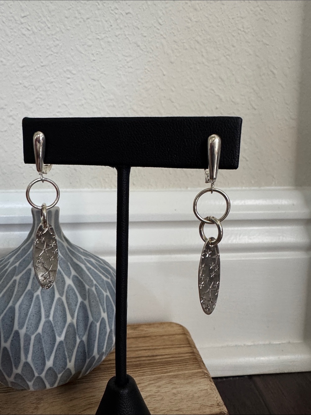 NWOT Sterling Silver Star-Textured Dangle Earrings